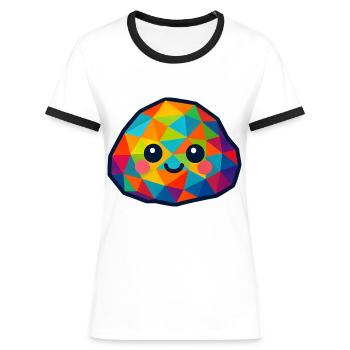 WPAP Polygon Kawaii Style Baby Rocks - Women's Ringer T-Shirt - white/black - Front - Selfina (174cm)