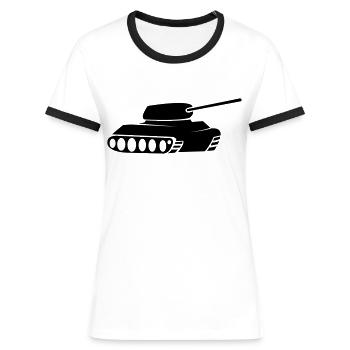 panzer - Frauen Kontrast-T-Shirt - Weiß/Schwarz - Vorne - Selfina (174cm)