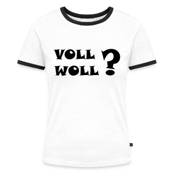 voll_woll - Frauen Kontrast-T-Shirt - Weiß/Schwarz - Vorne - Selfina (174cm)