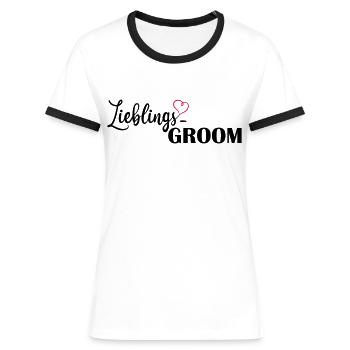 LIeblings Groom - Frauen Kontrast-T-Shirt - Weiß/Schwarz - Vorne - Selfina (174cm)