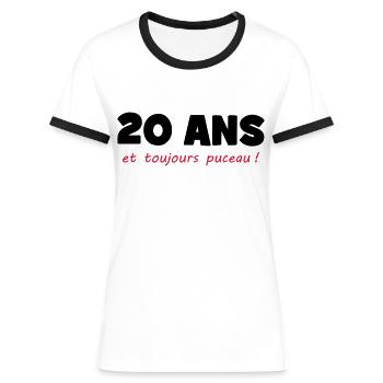 20 ans et toujours puceau ! - T-shirt contrasté Femme - blanc/noir - Devant - Selfina (174cm)