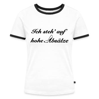 hohe Absätze - Frauen Kontrast-T-Shirt - Weiß/Schwarz - Vorne - Selfina (174cm)