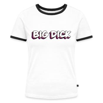 Gros pénis texte drôle - T-shirt contrasté Femme - blanc/noir - Devant - Selfina (174cm)