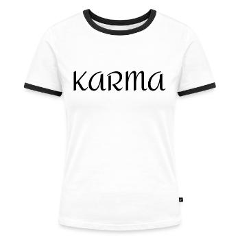 Karma - T-shirt contrasté Femme - blanc/noir - Devant - Selfina (174cm)