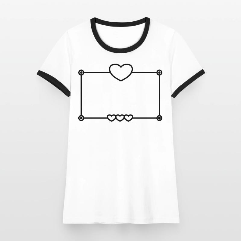Heart Frame Rectangular Shape Background Women's Ringer T-Shirt
