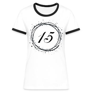15 - Frauen Kontrast-T-Shirt - Weiß/Schwarz - Vorne - Selfina (174cm)