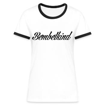 Bembelkind #FrankfurtOriginal - Frauen Kontrast-T-Shirt - Weiß/Schwarz - Vorne - Selfina (174cm)
