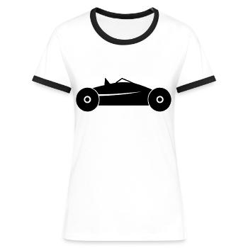 Ancienne voiture - T-shirt contrasté Femme - blanc/noir - Devant - Selfina (174cm)