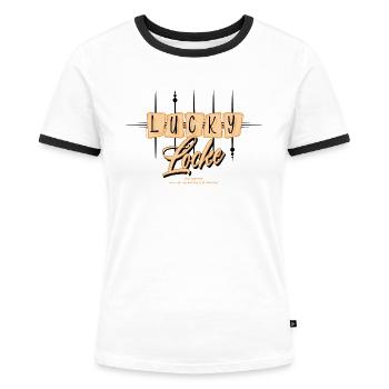 Lucky Locke Atomic - Frauen Kontrast-T-Shirt - Weiß/Schwarz - Vorne - Selfina (174cm)