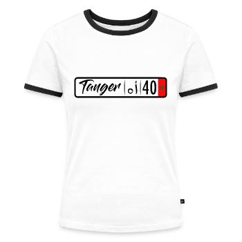 Plaque d'immatriculation Tanger - T-shirt contrasté Femme - blanc/noir - Devant - Selfina (174cm)