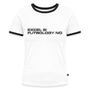 excel si futbology no - 1 - Frauen Kontrast-T-Shirt - Weiß/Schwarz - Vorne - Selfina (174cm)
