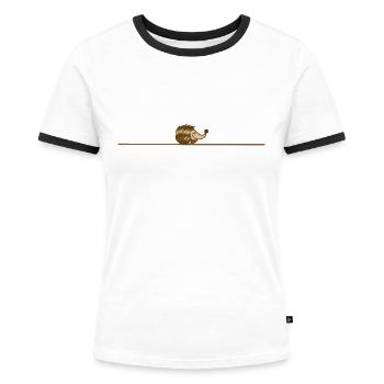 schlafender Igel - Frauen Kontrast-T-Shirt - Weiß/Schwarz - Vorne - Selfina (174cm)