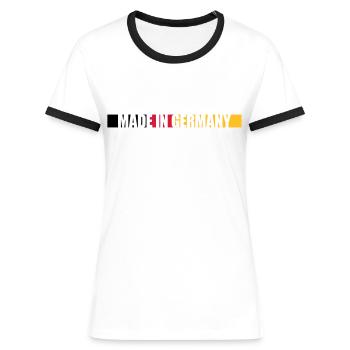 Made in Germany - Frauen Kontrast-T-Shirt - Weiß/Schwarz - Vorne - Selfina (174cm)