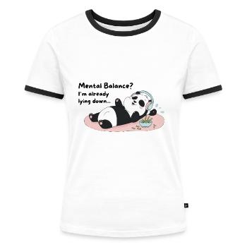Mentaal evenwicht zeggen Panda gezegden Gift - Vrouwen contrastshirt - wit/zwart - Voor - Selfina (174cm)