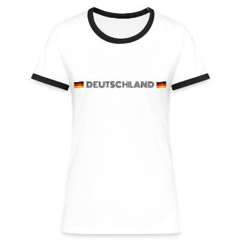 DEUTSCHLAND - Frauen Kontrast-T-Shirt - Weiß/Schwarz - Vorne - Selfina (174cm)