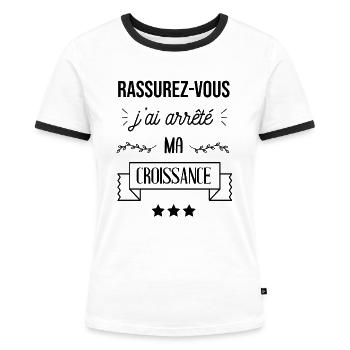 grande taille humoristique - T-shirt contrasté Femme - blanc/noir - Devant - Selfina (174cm)