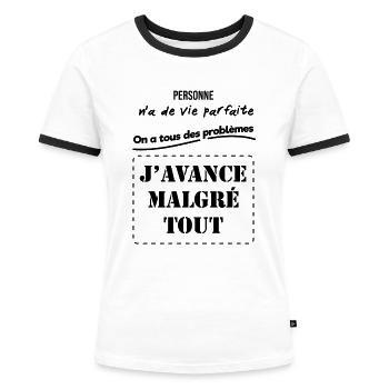 handicapé - T-shirt contrasté Femme - blanc/noir - Devant - Selfina (174cm)