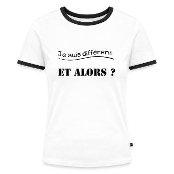 Handicap et différences - T-shirt contrasté Femme - blanc/noir - Devant - Selfina (174cm)