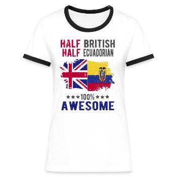 Halb Brite Halb Ecuadorianer - Frauen Kontrast-T-Shirt - Weiß/Schwarz - Vorne - Selfina (174cm)