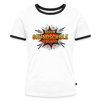Grundschul Abgänger 2023 Grundschule Abschied - Frauen Kontrast-T-Shirt - Weiß/Schwarz - Vorne - Selfina (174cm)