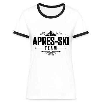 apres ski team - Frauen Kontrast-T-Shirt - Weiß/Schwarz - Vorne - Selfina (174cm)
