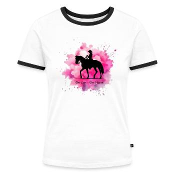 Western Rider One Love One Passion colorful - Women's Ringer T-Shirt - white/black - Front - Selfina (174cm)