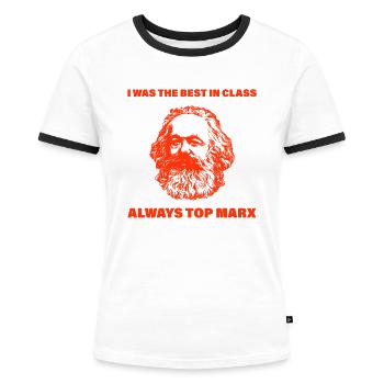 Communism Lenin Marx class struggle saying - Women's Ringer T-Shirt - white/black - Front - Selfina (174cm)