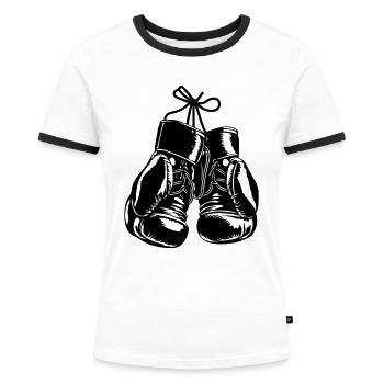 Gants de boxe Symbole Sports de boxe - T-shirt contrasté Femme - blanc/noir - Devant - Selfina (174cm)