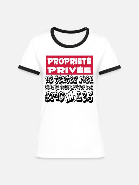 Humour / Propriété privée - T-shirt contrasté Femme - blanc/noir