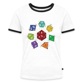 Pen and Paper Würfel - Frauen Kontrast-T-Shirt - Weiß/Schwarz - Vorne - Selfina (174cm)