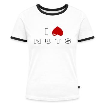 Ich hasse Nüsse - Frauen Kontrast-T-Shirt - Weiß/Schwarz - Vorne - Selfina (174cm)