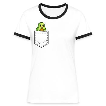 Poche chemise avec avocat sucré - T-shirt contrasté Femme - blanc/noir - Devant - Selfina (174cm)
