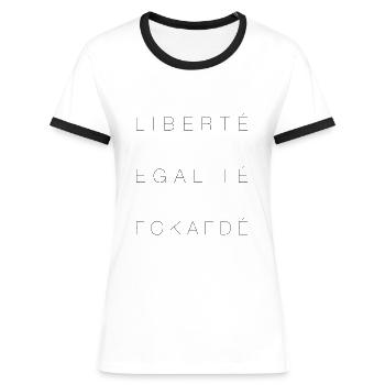 FCK AFD - Frauen Kontrast-T-Shirt - Weiß/Schwarz - Vorne - Selfina (174cm)