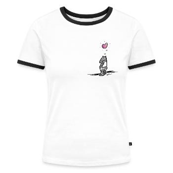 Trauriger Tapir mit Herz für Liebe & Solidarität - Frauen Kontrast-T-Shirt - Weiß/Schwarz - Vorne - Selfina (174cm)