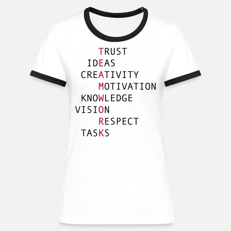TEAMWORK - Women's Ringer T-Shirt - white/black