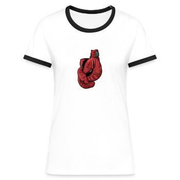Boxen Boxkampf Boxer - Frauen Kontrast-T-Shirt - Weiß/Schwarz - Vorne - Selfina (174cm)