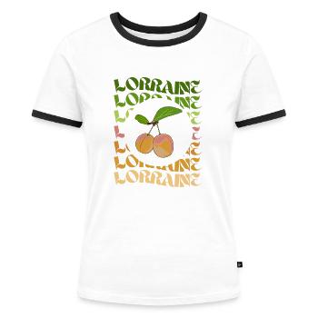 Cadeau Homme Lorrain Anniversaire Noel - T-shirt contrasté Femme - blanc/noir - Devant - Selfina (174cm)