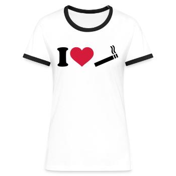 Zigarette - Frauen Kontrast-T-Shirt - Weiß/Schwarz - Vorne - Selfina (174cm)
