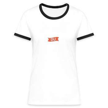 roi du kouign amann Chef patisserie bretagne - T-shirt contrasté Femme - blanc/noir - Devant - Selfina (174cm)