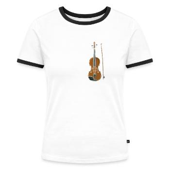 Violon Violon Drôle - T-shirt contrasté Femme - blanc/noir - Devant - Selfina (174cm)