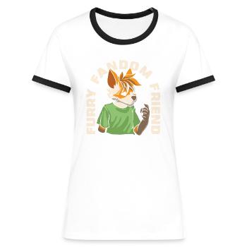 Furry Fandom Fursuits Fun - T-shirt contrasté Femme - blanc/noir - Devant - Selfina (174cm)