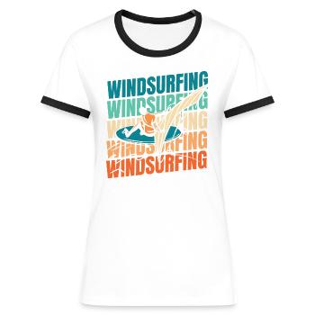 Windsurfen Windsurfer - Frauen Kontrast-T-Shirt - Weiß/Schwarz - Vorne - Selfina (174cm)