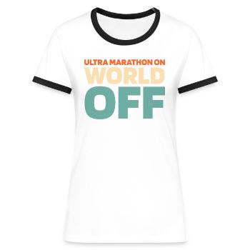 Ultramarathon Ultra Marathon On World Off - Frauen Kontrast-T-Shirt - Weiß/Schwarz - Vorne - Selfina (174cm)