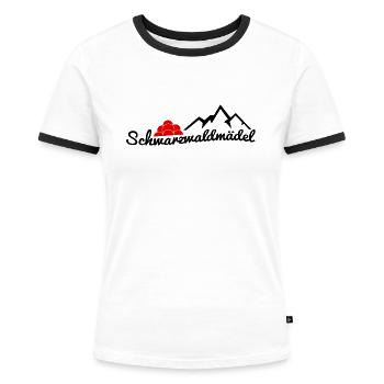 Schwarzwaldmädel - Geschenk für Schwarzwald Frauen - Frauen Kontrast-T-Shirt - Weiß/Schwarz - Vorne - Selfina (174cm)