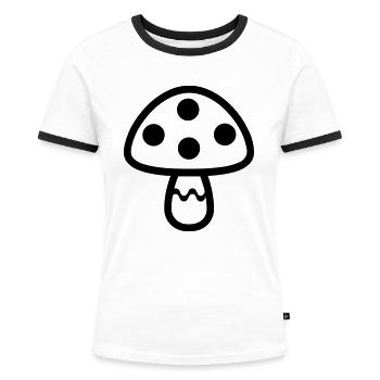 Pilz - Frauen Kontrast-T-Shirt - Weiß/Schwarz - Vorne - Selfina (174cm)