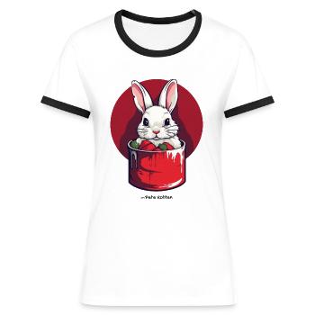Häschen in der Dose - Frauen Kontrast-T-Shirt - Weiß/Schwarz - Vorne - Selfina (174cm)