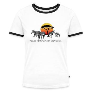 Zebras Spirit of Africa Afrika Safari Abenteuer - Frauen Kontrast-T-Shirt - Weiß/Schwarz - Vorne - Selfina (174cm)