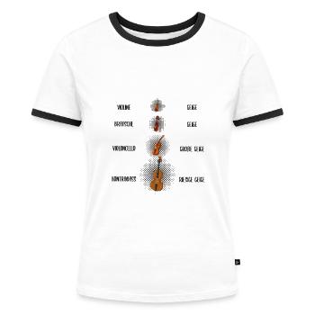 Streichinstrumente geige Violine Kontrabass - Frauen Kontrast-T-Shirt - Weiß/Schwarz - Vorne - Selfina (174cm)