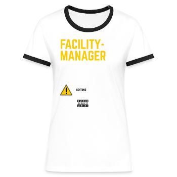 Hausmeister Sicherheitshinweise Facility Manager - Frauen Kontrast-T-Shirt - Weiß/Schwarz - Vorne - Selfina (174cm)