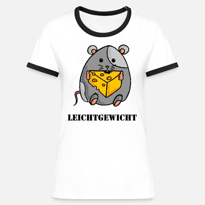 Thick mouse with cheese - Women's Ringer T-Shirt - white/black